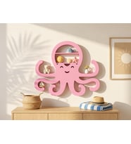 3D Baskı Ahtapot Duvar Rafı - Dekoratif Mini Raf-Pembe