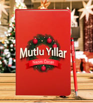 Yılbaşı İçin Kişiye Özel Tasarım Defter Kalem Hediye Seti