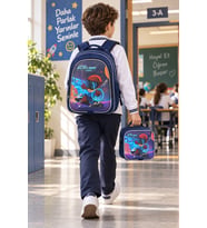 Kaykay Uzay İlkokul Okul Çantası Beslenme Çantası Sırt Çantası Simli 2'li Set 40 x 27 x 15 cm