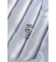 Gümüş Renk Pirinç Zirkon Taşlı Kalp Model Kadın Yüzük 5886 - HPSBYI5507-5370