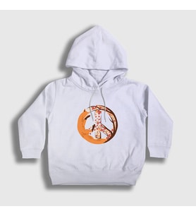 Presmono Unisex Çocuk Beyaz Peace Fox Tilki Kapüşonlu Sweatshirt 368088tt