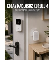 HD Kameralı Beyaz Görüntülü Kapı Zili Çift Yönlü Sesli Wi-Fi Akıllı Kapı Zili