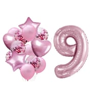 Pembe 9 Yaş Folyo Balon Set
