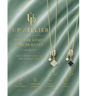 925 Ayar Gümüş İthal Zincirli Zirkon Taşlı Yonca Modelli Kolyeler 40-45cm Ayarlanabilir