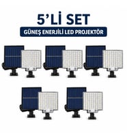 5'li Set 106 LED Güneş Enerjili Bahçe Lambası Sensörlü Dış Mekan Aydınlatma