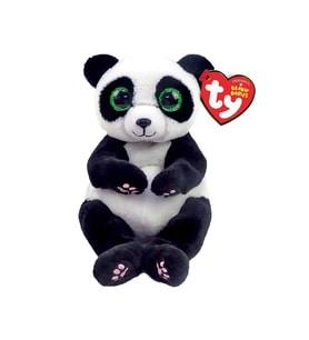 TY Beanie Babies Ying Panda Pelüş – 20 cm Parlak Yeşil Gözlü Siyah Beyaz Panda (Siyah - Beyaz)