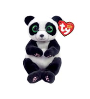 TY Beanie Babies Ying Panda Pelüş – 20 cm Parlak Yeşil Gözlü Siyah Beyaz Panda (Siyah - Beyaz)