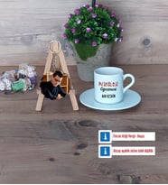 Psikoloji Öğretmeni Türk Kahvesi Fincanı Ahşap Altlıklı ve Fotoğraflı Ahşap Anahtarlık Hediye Öğretmenler Günü Hediyesi (Model 2)