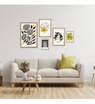 5'li Ahşap Lamine Çerçeveli Mdf Tablo Seti Modern Art Çizgisel (Ahşap)