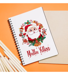 Mutlu Yıllar & Merry Christmas & Yılbaşı & Noel Baba Tasarımlı Defter