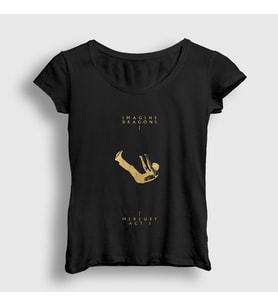 Presmono Kadın Siyah Mercury Act Imagine Dragons T-Shirt 407951tt