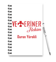 Kişiye Özel Veteriner Tasarımlı Ahşap Defter Kalem Seti
