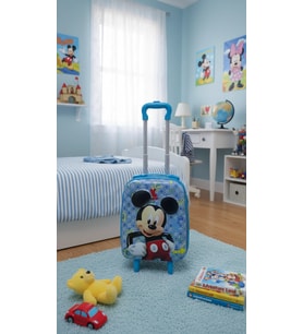 Kabartmalı Çocuk Valizi - Mavi Simli Çekçekli Bebek ve Çocuk Bavulu