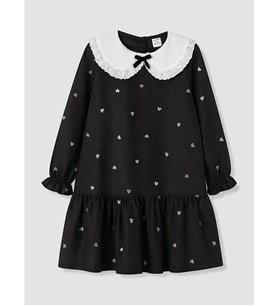 LCW Kids Siyah Bebe Yaka Kız Çocuk Gabardin Elbise