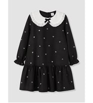 LCW Kids Siyah Bebe Yaka Kız Çocuk Gabardin Elbise