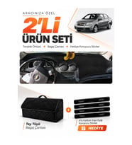 CHEVROLET AVEO T250 (2006-2011) Uyumlu Torpido Örtüsü + Tay Tüyü Bagaj Çantası Seti - Siyah