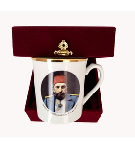 TBMM MİLLİ SARAYLAR YILDIZ PORSELEN bardak Kupa-2. Abdülhamid ve Tuğra Baskılı, yaldızlı, kutulu