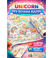 Haydi Dekor Unicorn Temalı Dev Boyama Rulosu 4 Metre – 45 cm Genişlik  Çocuklar Için Dev Boyama Kağıdı  Eğitici Aktivite Rulosu (Doğal Beyaz)