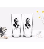 BK Home Renkli Baskılı Atatürk Temalı İkili Rakı Bardağı Seti-14 (Beyaz)