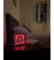 Ahşap Lazer Kesim Kedi Figürlü Dekoratif Gece Lambası Kırmızı