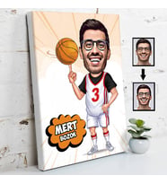 Basketbol Meraklısı Karikatürlü Kanvas Tablo