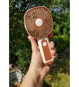 Mini Fan USB Şarjlı Mini El Fanı Taşınabilir Vantilatör 3 Kademeli Sessiz Fan Telefon Tutucu Kahvere
