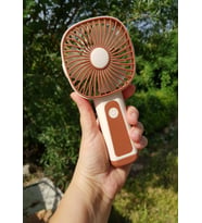 Mini Fan USB Şarjlı Mini El Fanı Taşınabilir Vantilatör 3 Kademeli Sessiz Fan Telefon Tutucu Kahvere