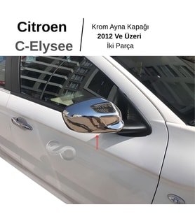 Citroen C-Elysee Krom Ayna Kapağı 2 prç. 2012 ve üzeri P.Çelik