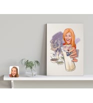 BK Gift Kişiye Özel Kadın Rakı Karikatürlü Kanvas Tablo-1