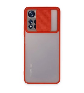 Xiaomi Redmi Note 11 Pro Plus 5g Kılıf Palm Buzlu Kamera Sürgülü Silikon - Kırmızı