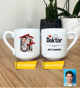 Kişiye Özel Karikatürlü Doktor Hediye Oval Kupa Bardak Doktora Tıp Bayramı Hediyesi
