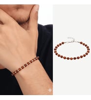 Erkek Doğal Damla Kehribar Bileklik - Bal Rengi - Küre Kesim - Dorika Top Süslemeli - Çelik Zincirli