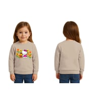 Unisex Hello Kity Baskılı Çocuk Swaetshirt 3 İplik Şardonlu (Taş)