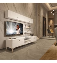 Decoraktiv Eko 5 Mdf Dvd Gold Tv Ünitesi Tv Sehpası - Parlak Beyaz (Beyaz)