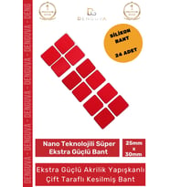 Özel Üretim Ekstra Güçlü PE Köpük Esaslı Çift Taraflı Hazır Kesilmiş 25x30mm Asma Bant 24 Adet