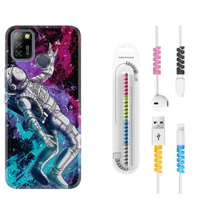 INFINIX Smart 4 5 6 Zero 8 S5 Pro Kılıf Kablo Koruma Spiral Silikon Astronot Signs 1753