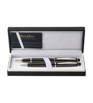 Scrikss Noble 35 Dolma Kalem ve Tükenmez Kalem İkili Set Siyah-Krom 