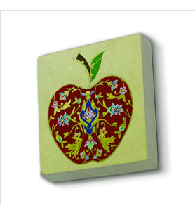 Elma Deseni Baskılı Doğaltaş  Magnet(KD-006)Buzdolabı Süsü
