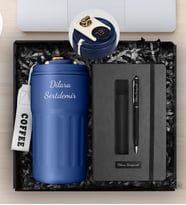 Kişiye Özel Dereceli Termos & Kişiye Özel Defter & Kişiye Özel Deri Kılıflı Touch Pen Kalem Hediye Seti