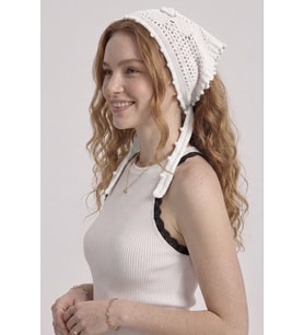 Kadın File Örgü Dantel Görünümlü Çok Amaçlı Bandana Yazlık Plaj Uyumlu Delikli Triko Saç Bandanası Ve Bel Aksesuarı