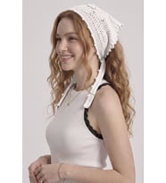 Kadın File Örgü Dantel Görünümlü Çok Amaçlı Bandana Yazlık Plaj Uyumlu Delikli Triko Saç Bandanası Ve Bel Aksesuarı