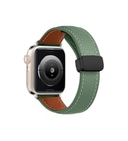 Uray store Apple Watch 42mm KR414 Daks Deri Kordon - Koyu Yeşil