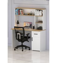 Esse Dolaplı Çekmeceli Kitaplıklı Çalışma Masası Beyaz Çam (Ceviz)