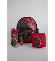 "DEKOMUS CEP DEFTERİ HEDİYELİ" LİSANSLI GALATASARAY KÜÇÜK BOY 32 CM ANAOKUL ÇANTASI,500 ML MATARA VE BESLENME KABI SETİ