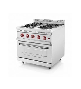 Silverinox Tüplü 4 Ocak 1 Fırın Kapasiteli Kuzine 100x100 Cm