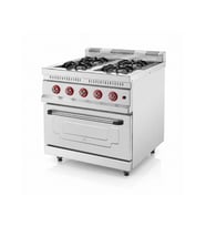 Silverinox Tüplü 4 Ocak 1 Fırın Kapasiteli Kuzine 100x100 Cm
