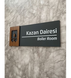 Wooden Serisi Kazan Dairesi Kapı Isimliği Yönlendirme Levhası