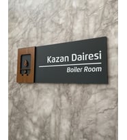Wooden Serisi Kazan Dairesi Kapı Isimliği Yönlendirme Levhası