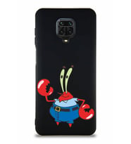 Xiaomi Redmi Note 9S Soft Premier Kapak Bay Yengeç Tasarımlı Silikon Kılıf - Siyah (Şeffaf)