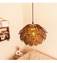 Orman Tropik Model Modern Tasarım Globe Küre Doğal Ahşap Yaprak MDF 3D Lazer Kesim Rustik Salon Avize